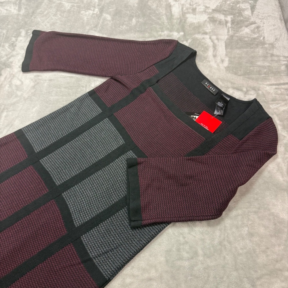 Axcess Liz Claiborne Dress Size M Bordeaux Gray Modern Art Career